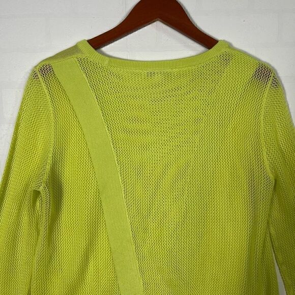 Cabi Womens Yellow Split Back Pullover Long Sleeve Mesh Sweater Size M - Picture 10 of 12